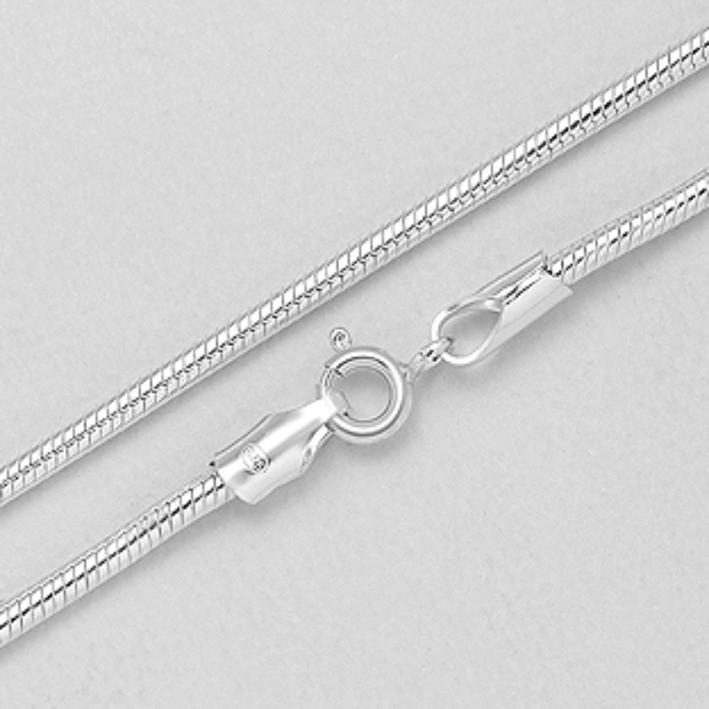 Sterling Silver Solid 3mm Round Snake Necklace